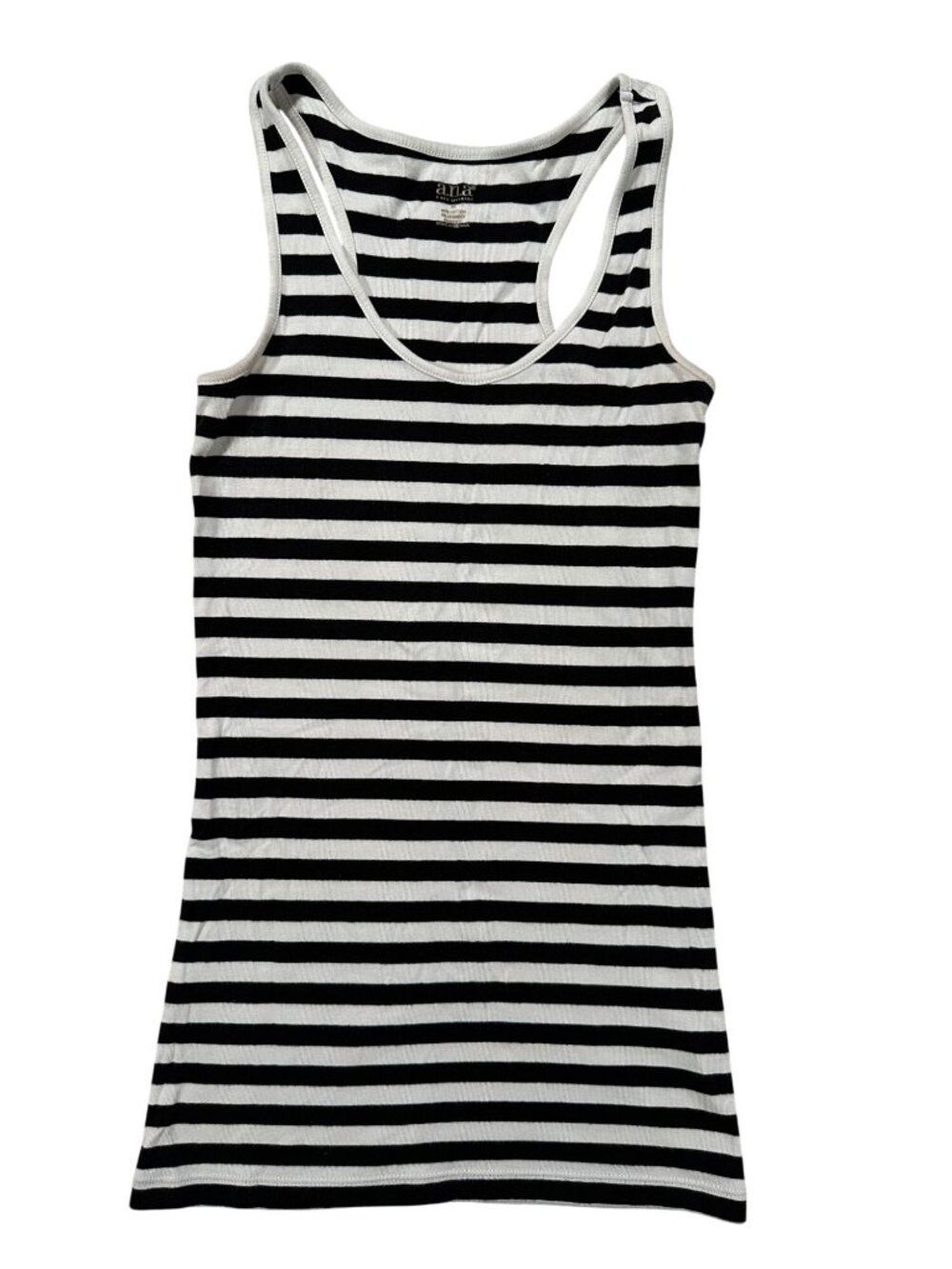A.n.a Womens Black White Striped Racerback Tank Top Size M Cotton Blend Casual